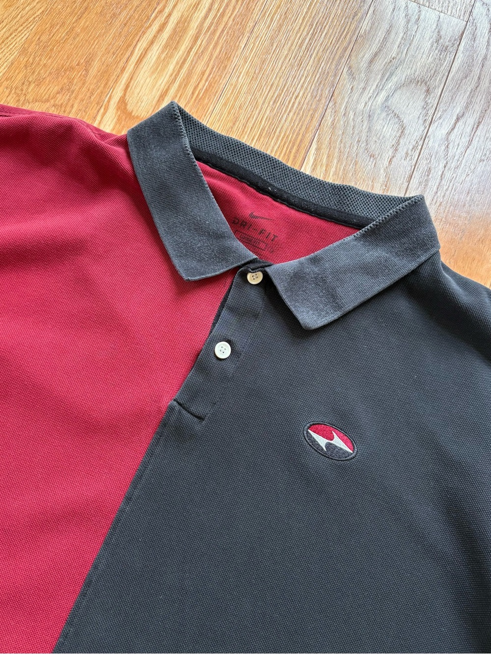 Nike Golf Yin Yang Tiger Woods Vintage Y2K Polo Shirt Black Red Colorblock XXL